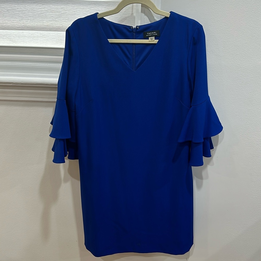 Tahari Authur S. Levine women blue shift dress size 10